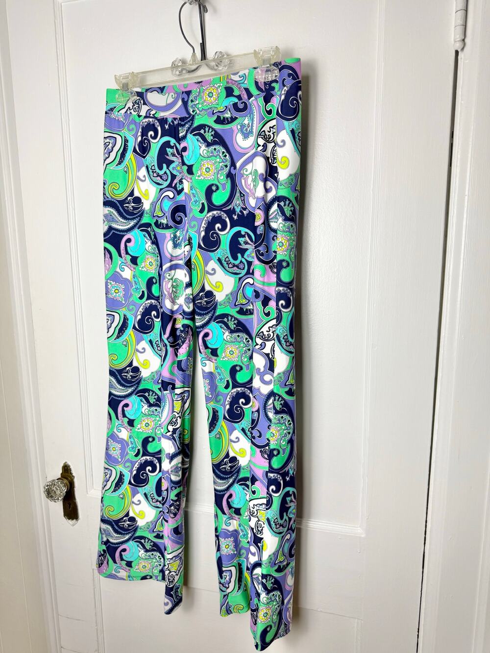 Jude Connally Wide Leg Pants in Navy, Teal, Lavender & White Paisley